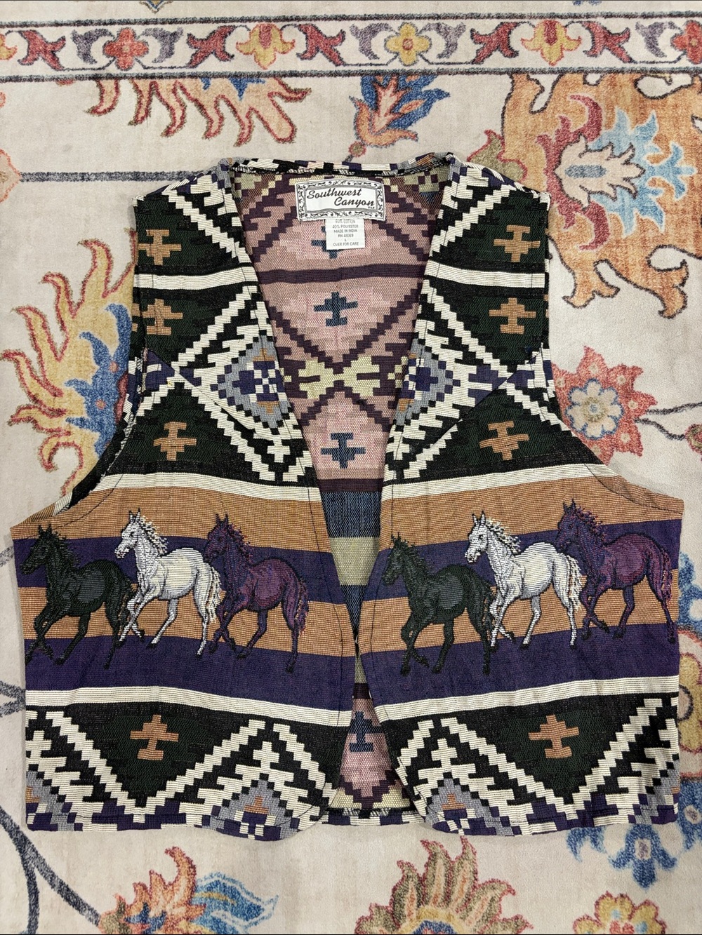 Vintage Multicolor Horse Pattern Vest